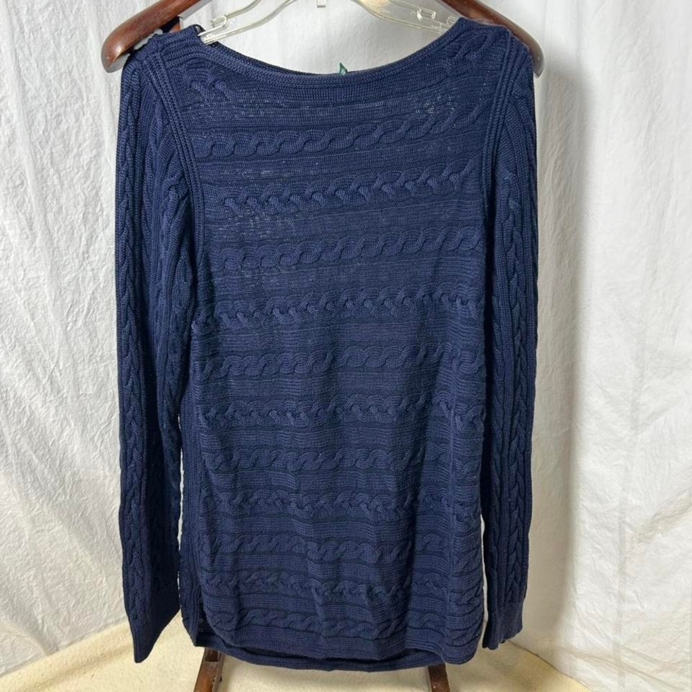 Lauren Ralph Lauren Womens Sz XL Cable Knit Sweater Navy Blue‎